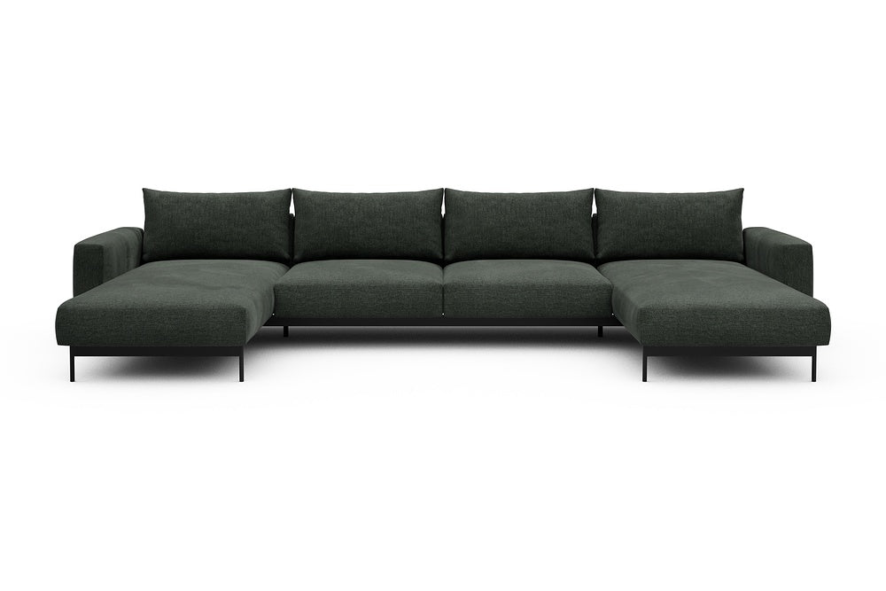 Arthon Modular Sofa - D4 - 395 x 185 cm - Chaise + 2 Seater + Chaise - 818 Aivi Pine Green