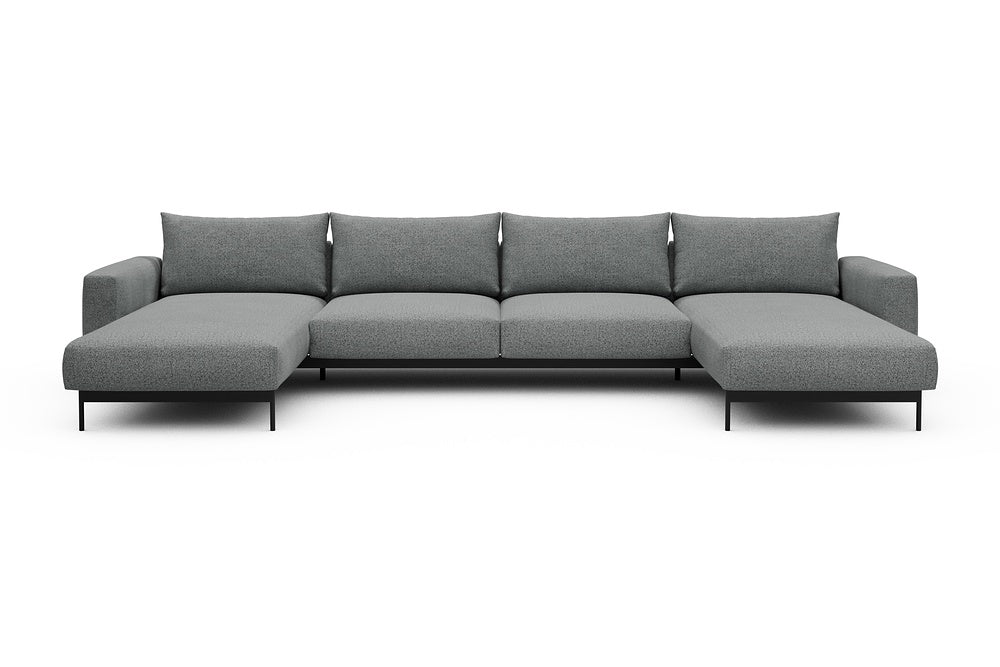 Arthon Modular Sofa - D4 - 395 x 185 cm - Chaise + 2 Seater + Chaise - 819 Aivi Gravel Grey