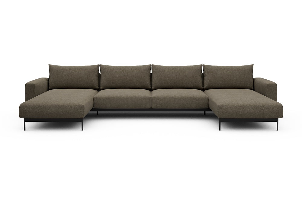 Arthon Modular Sofa - D4 - 395 x 185 cm - Chaise + 2 Seater + Chaise - 850 Mahoga Caramel Grey