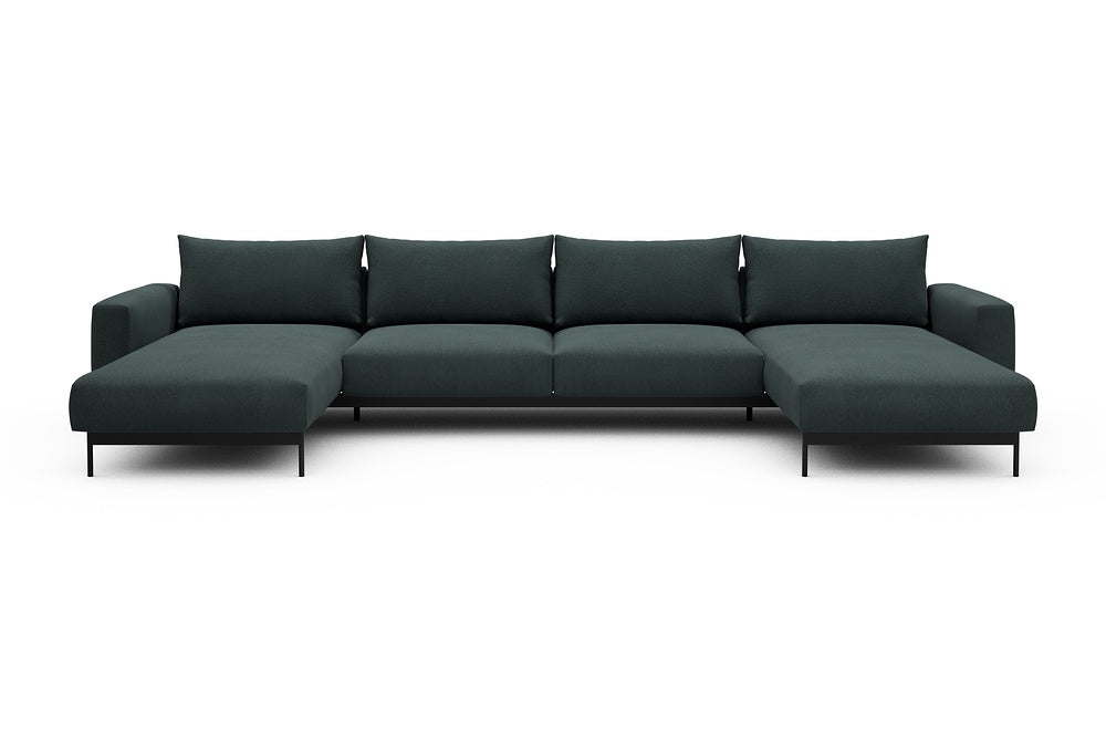 Arthon Modular Sofa - D4 - 395 x 185 cm - Chaise + 2 Seater + Chaise - 851 Mahoga Dark Blue