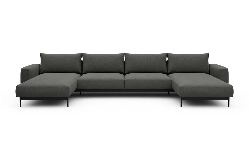 Arthon Modular Sofa - D4 - 395 x 185 cm - Chaise + 2 Seater + Chaise - 852 Mahoga Seal Grey