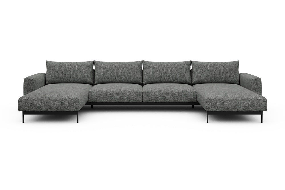 Arthon Modular Sofa - D4 - 395 x 185 cm - Chaise + 2 Seater + Chaise - 868 Vanora Warm Grey