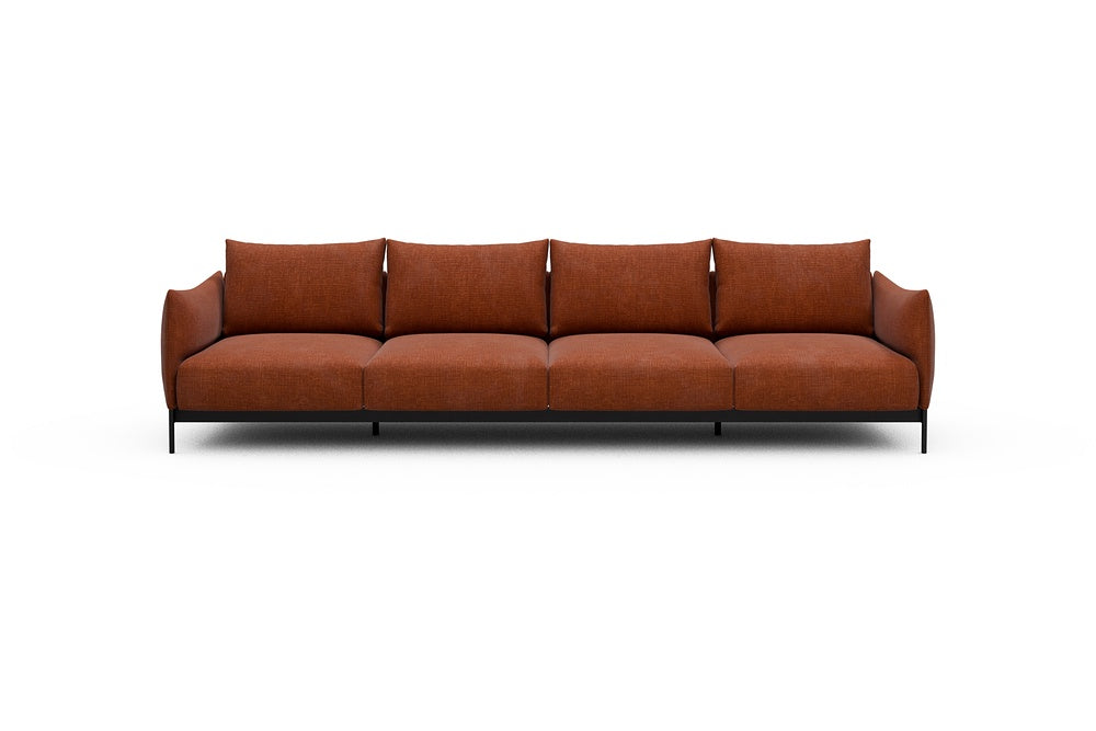 Kayto Modular Sofa - A4 - 325 x 100 cm - 4 Seater - 412 Esina Rust Orange