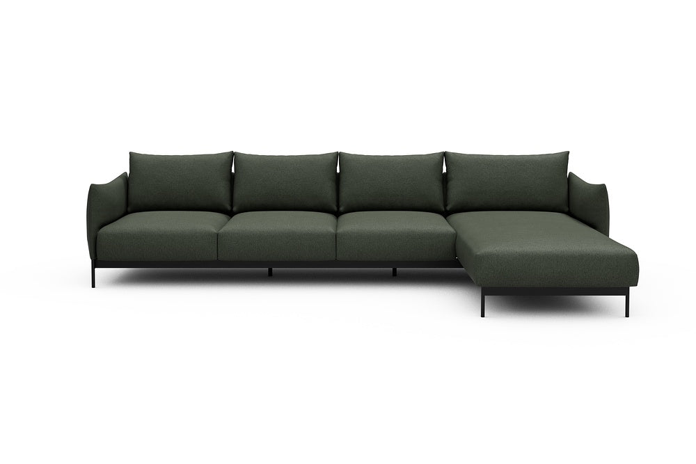 Kayto Modular Sofa - B3 - 340 x 185 cm - 3 Seater + Chaise - 488 Denari Forest Green