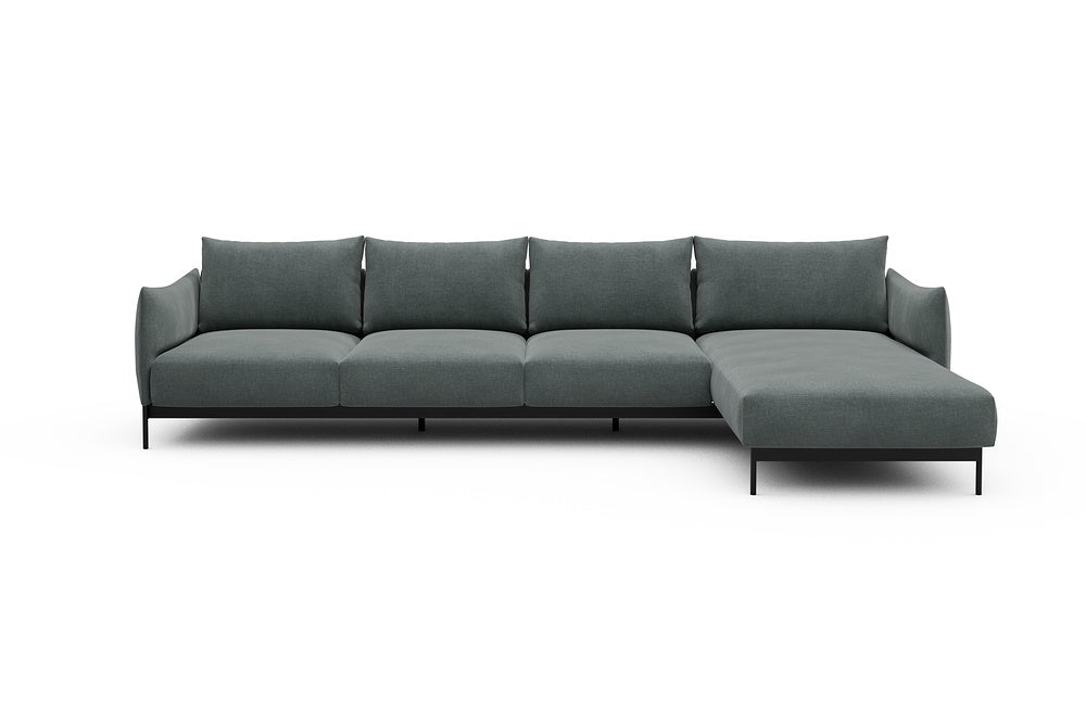 Kayto Modular Sofa - B3 - 340 x 185 cm - 3 Seater + Chaise - 812 Smooth Smooth Silver Grey