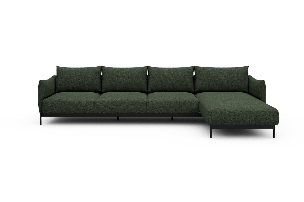 Kayto Modular Sofa - B3 - 340 x 185 cm - 3 Seater + Chaise - 869 Vanora Deep Green