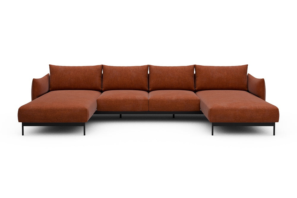 Kayto Modular Sofa - B4 - 355 x 185 cm - Chaise + 2 Seater + Chaise - 412 Esina Rust Orange