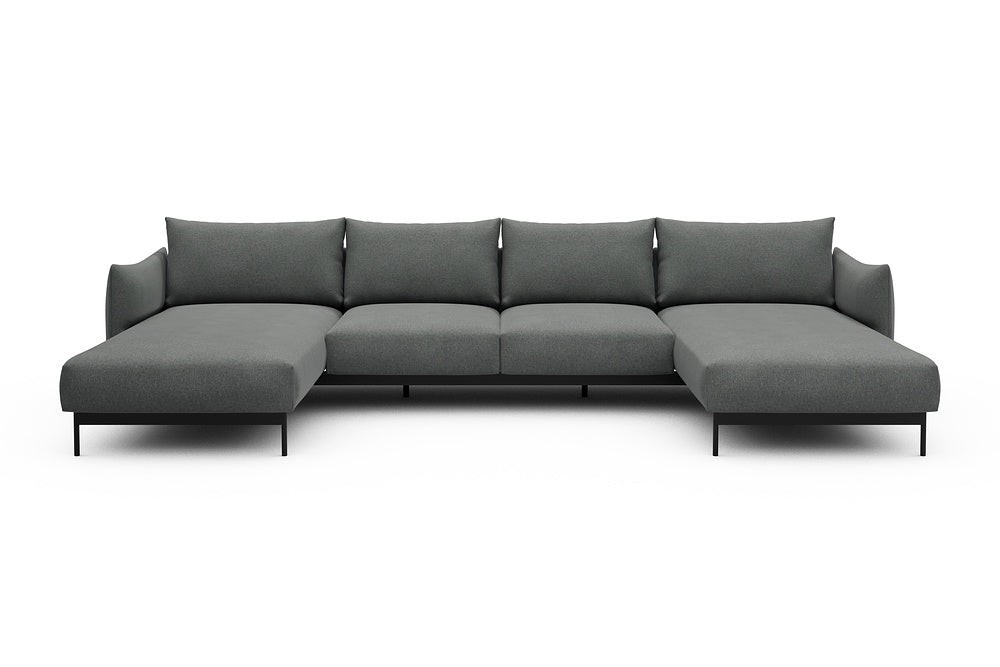 Kayto Modular Sofa - B4 - 355 x 185 cm - Chaise + 2 Seater + Chaise - 440 Satya Steel Grey
