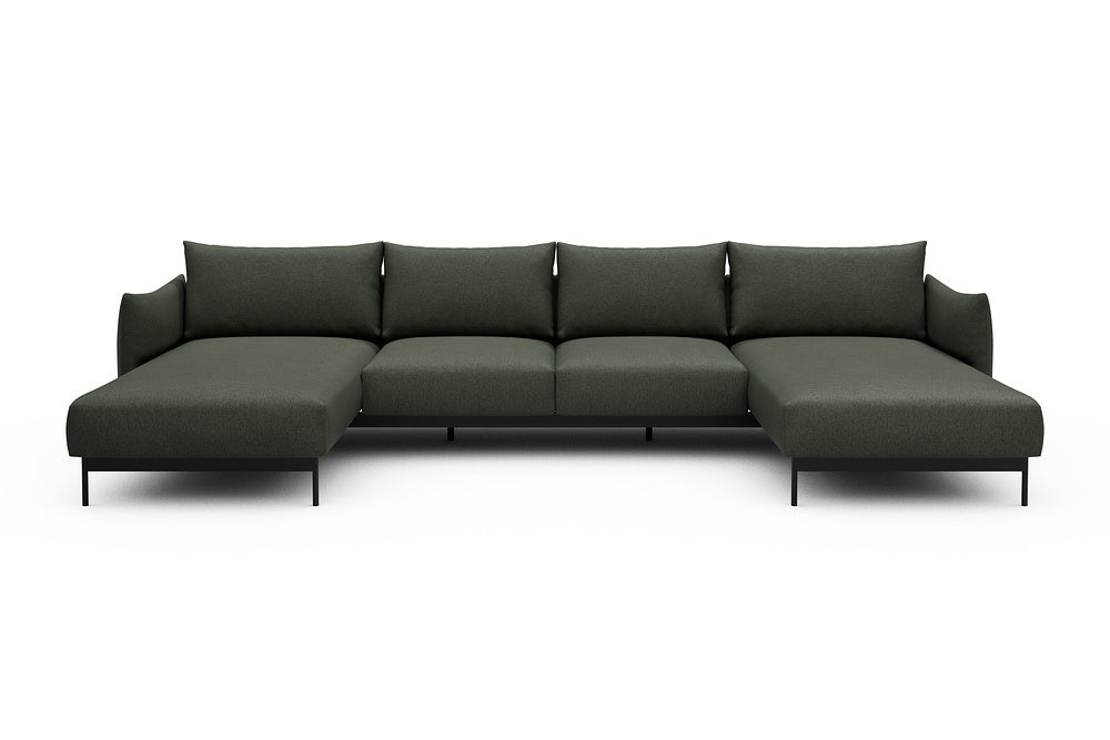 Kayto Modular Sofa - B4 - 355 x 185 cm - Chaise + 2 Seater + Chaise - 488 Denari Forest Green