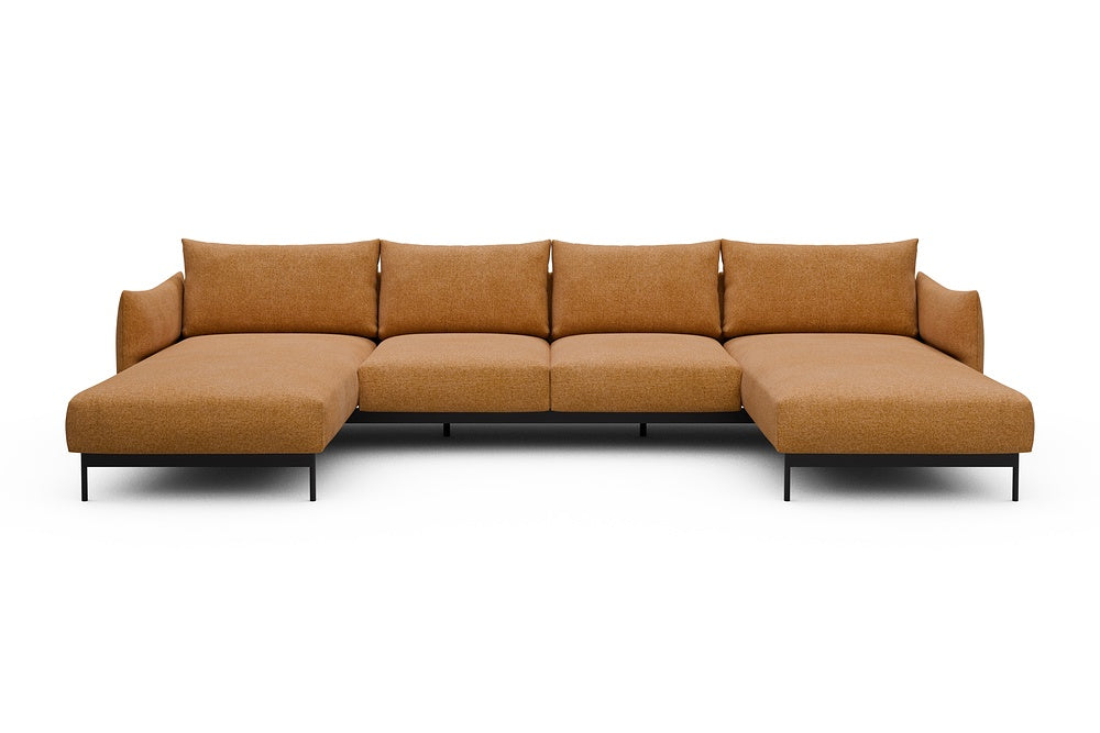 Kayto Modular Sofa - B4 - 355 x 185 cm - Chaise + 2 Seater + Chaise - 497 Casone Warm Yellow