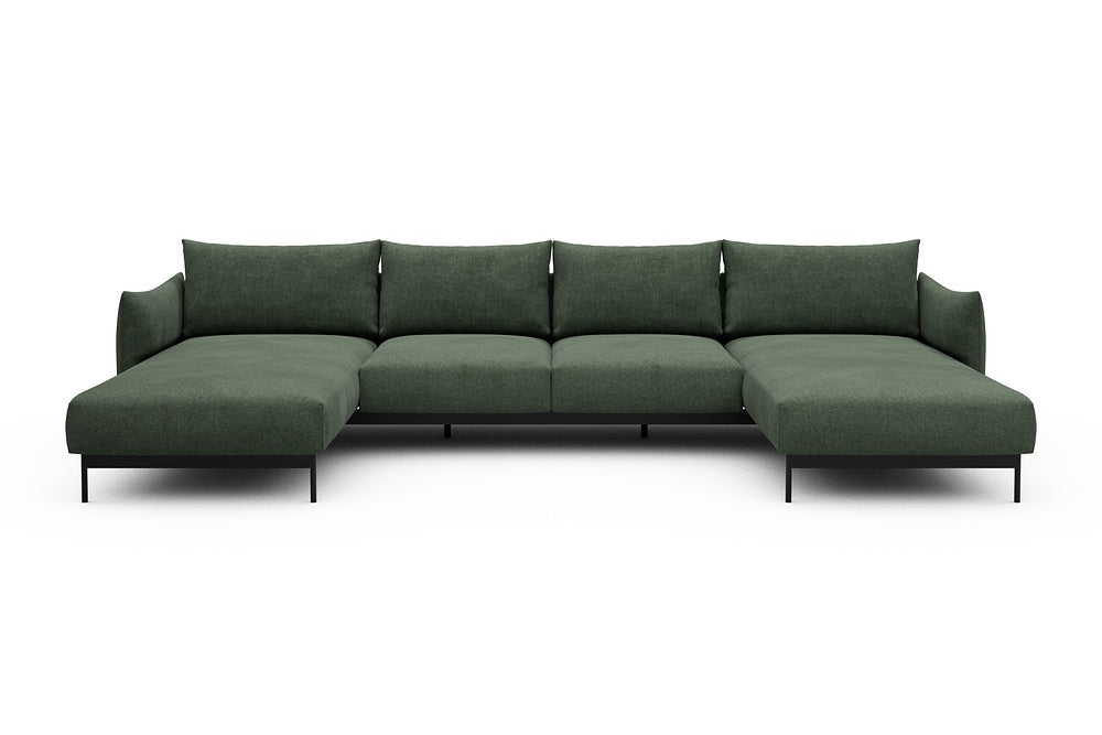 Kayto Modular Sofa - B4 - 355 x 185 cm - Chaise + 2 Seater + Chaise - 498 Casone Forest Green