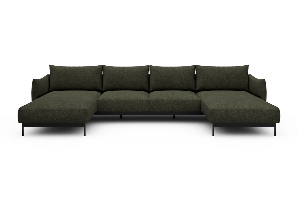 Kayto Modular Sofa - B4 - 355 x 185 cm - Chaise + 2 Seater + Chaise - 535 Bouclé Forest Green