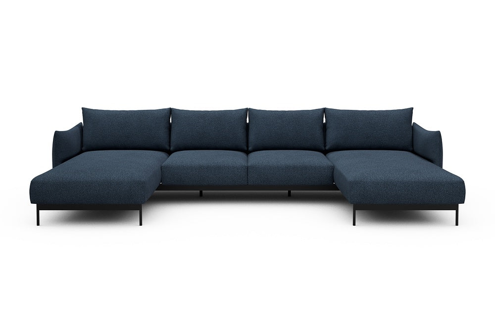Kayto Modular Sofa - B4 - 355 x 185 cm - Chaise + 2 Seater + Chaise - 537 Bouclé Blue