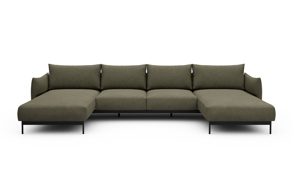 Kayto Modular Sofa - B4 - 355 x 185 cm - Chaise + 2 Seater + Chaise - 575 Vivus Dusty Olive