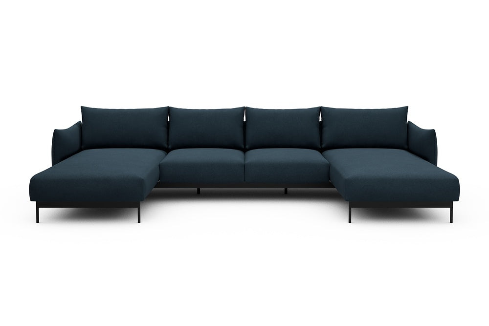 Kayto Modular Sofa - B4 - 355 x 185 cm - Chaise + 2 Seater + Chaise - 580 Argus Navy Blue