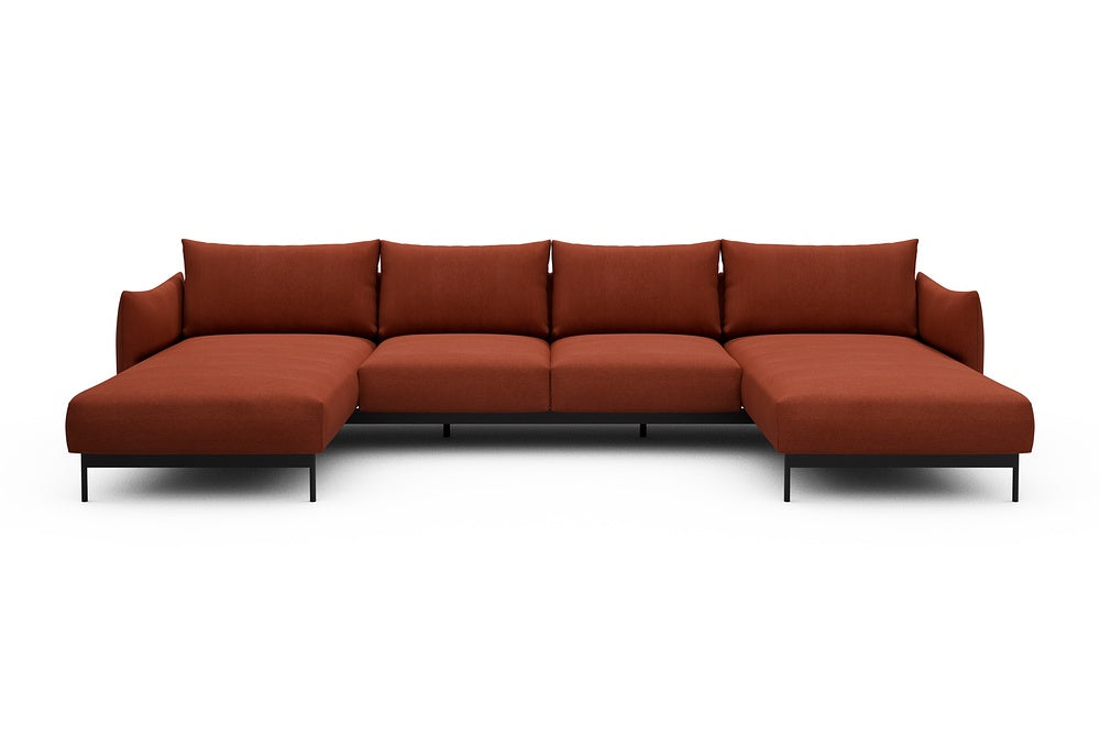 Kayto Modular Sofa - B4 - 355 x 185 cm - Chaise + 2 Seater + Chaise - 581 Argus Rust