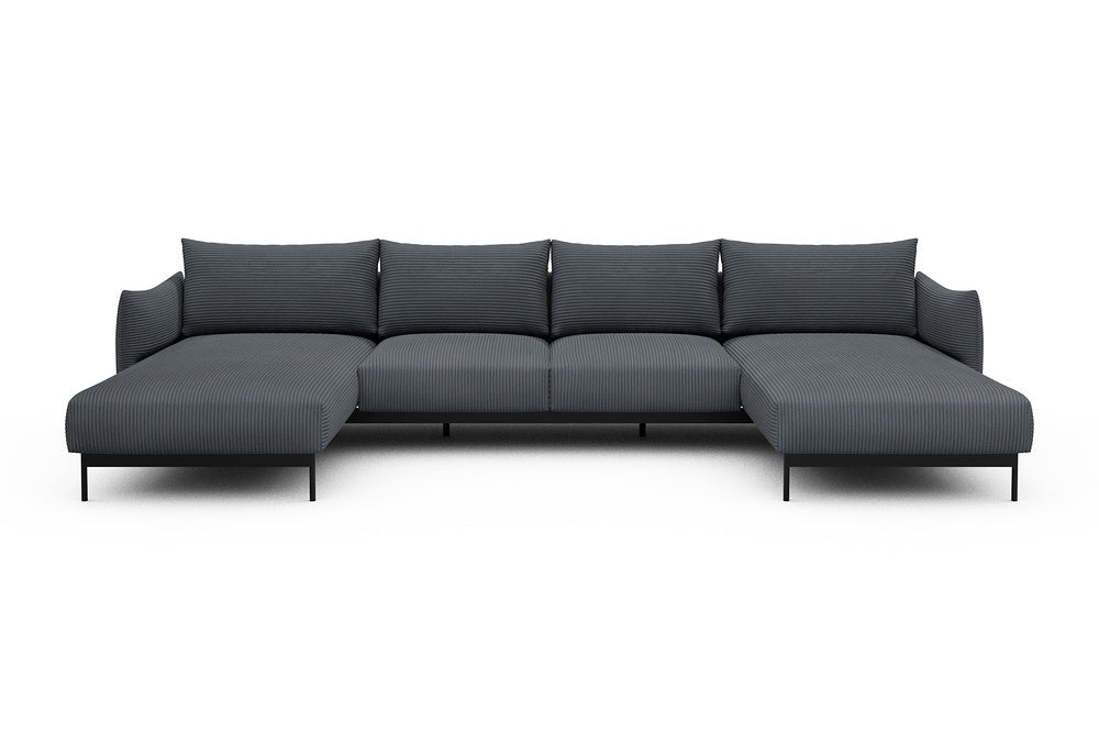 Kayto Modular Sofa - B4 - 355 x 185 cm - Chaise + 2 Seater + Chaise - 592 Corduroy Silvermist