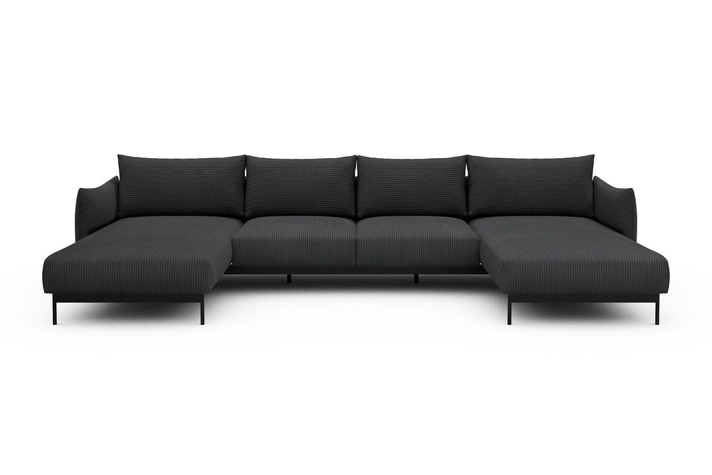 Kayto Modular Sofa - B4 - 355 x 185 cm - Chaise + 2 Seater + Chaise - 593 Corduroy Graphite