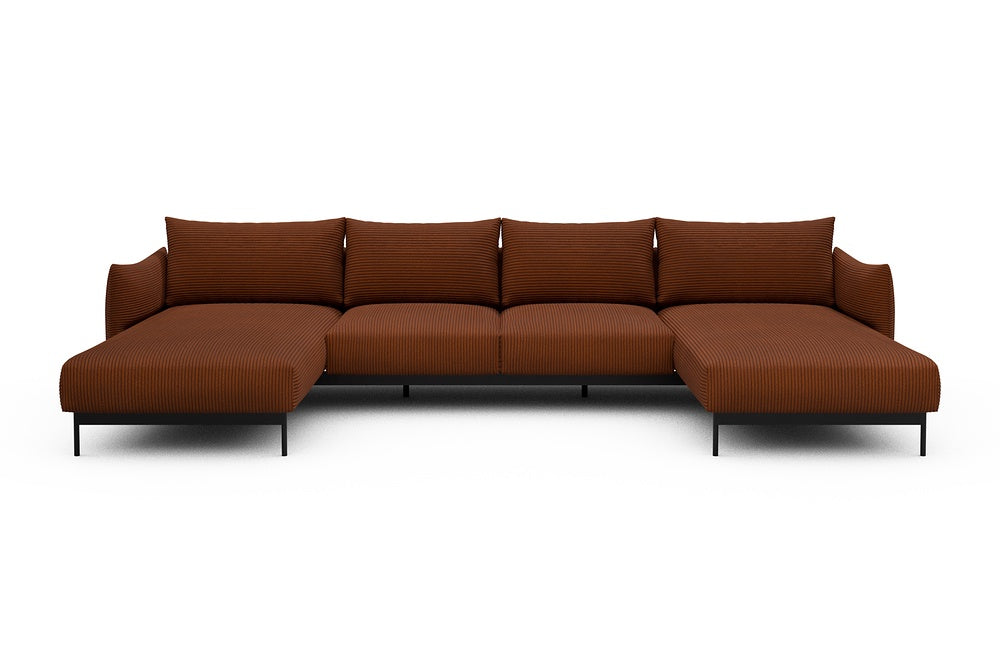 Kayto Modular Sofa - B4 - 355 x 185 cm - Chaise + 2 Seater + Chaise - 595 Corduroy Burnt-Orange