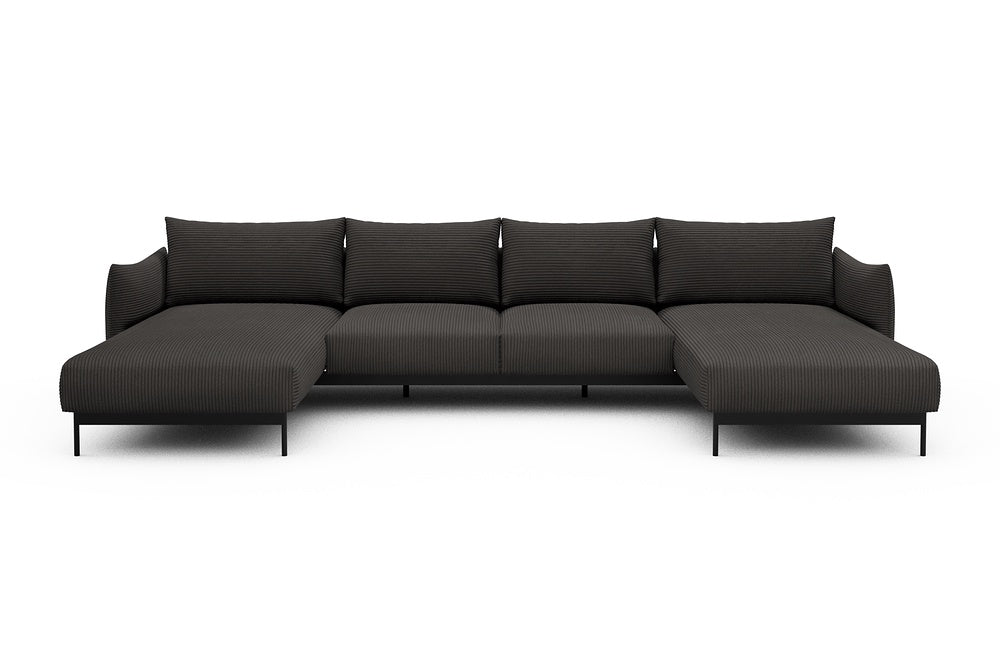 Kayto Modular Sofa - B4 - 355 x 185 cm - Chaise + 2 Seater + Chaise - 597 Corduroy Charcoal