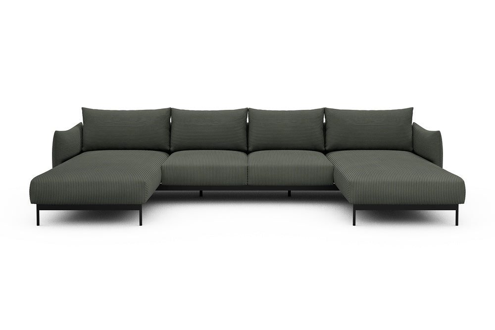 Kayto Modular Sofa - B4 - 355 x 185 cm - Chaise + 2 Seater + Chaise - 598 Corduroy Sage