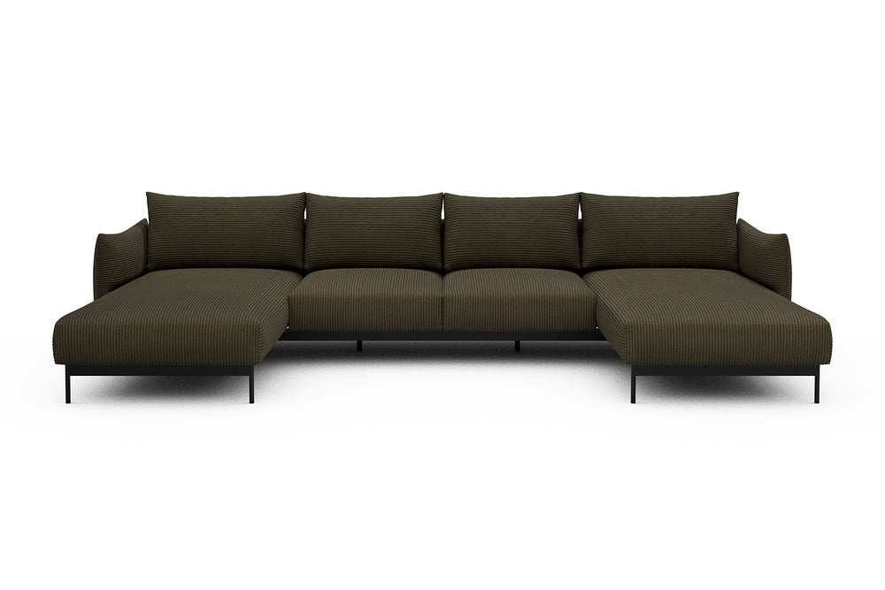 Kayto Modular Sofa - B4 - 355 x 185 cm - Chaise + 2 Seater + Chaise - 599 Corduroy Olive