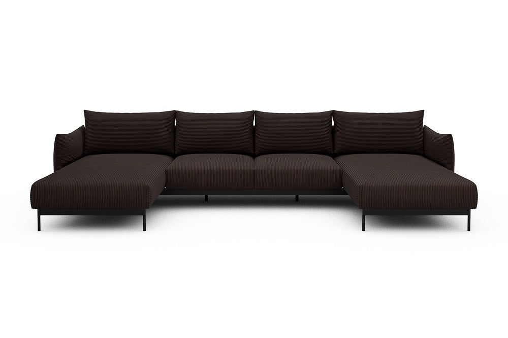 Kayto Modular Sofa - B4 - 355 x 185 cm - Chaise + 2 Seater + Chaise - 600 Corduroy Cocoa