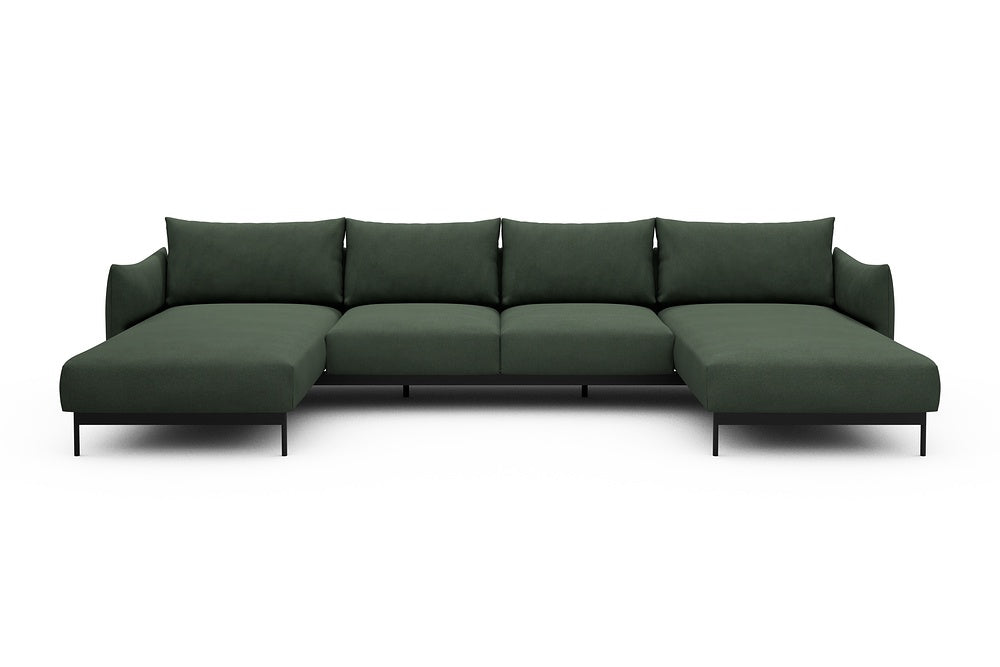 Kayto Modular Sofa - B4 - 355 x 185 cm - Chaise + 2 Seater + Chaise - 769 Cura Saga Green
