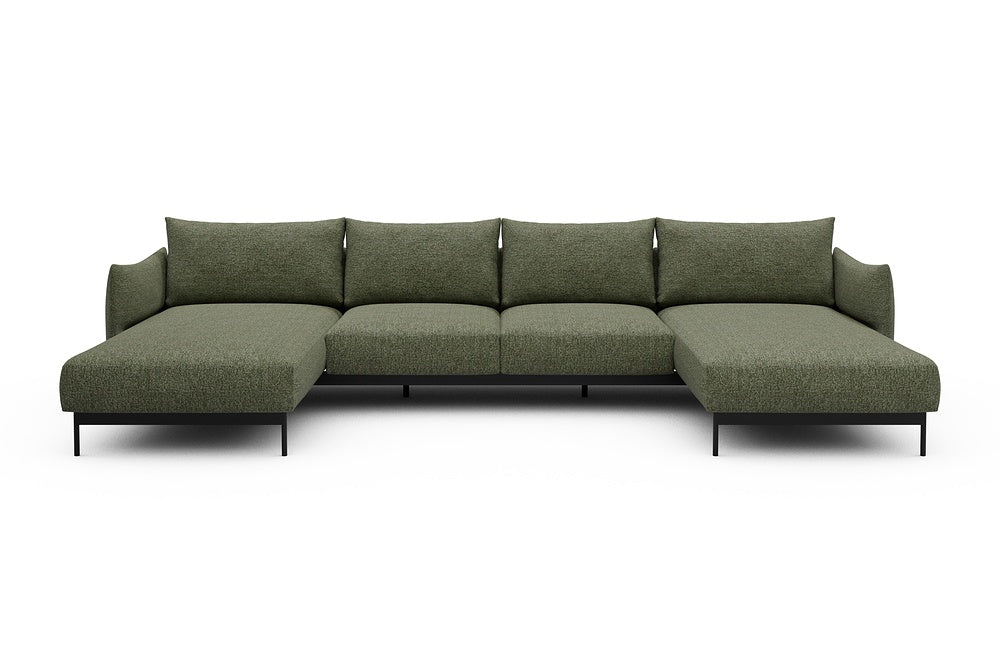 Kayto Modular Sofa - B4 - 355 x 185 cm - Chaise + 2 Seater + Chaise - 775 Carreno Vivid Green