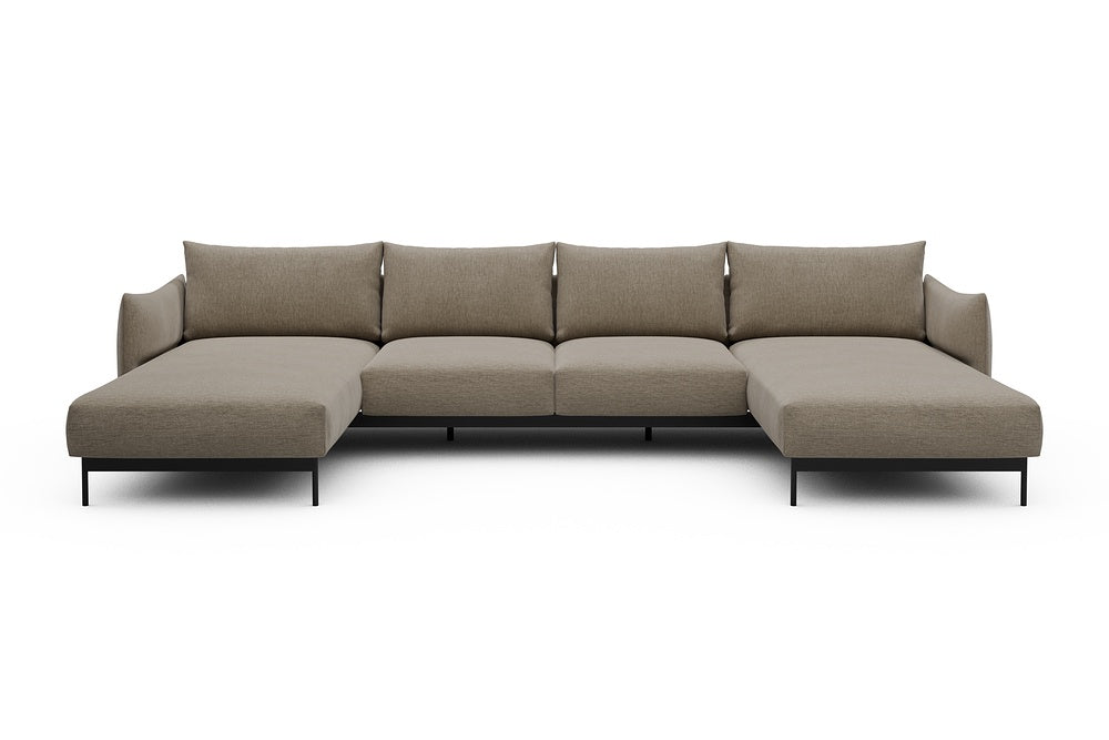 Kayto Modular Sofa - B4 - 355 x 185 cm - Chaise + 2 Seater + Chaise - 810 Smooth Smooth Beige
