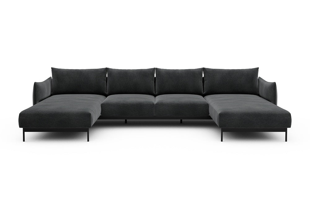 Kayto Modular Sofa - B4 - 355 x 185 cm - Chaise + 2 Seater + Chaise - 811 Smooth Deep Warm Grey
