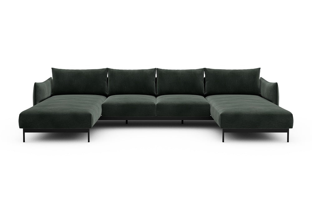 Kayto Modular Sofa - B4 - 355 x 185 cm - Chaise + 2 Seater + Chaise - 814 Smooth Laural Green