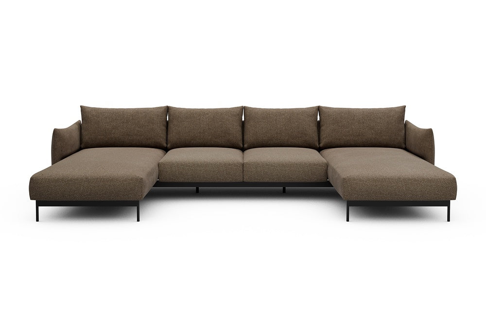 Kayto Modular Sofa - B4 - 355 x 185 cm - Chaise + 2 Seater + Chaise - 817 Aivi Khaki Brown