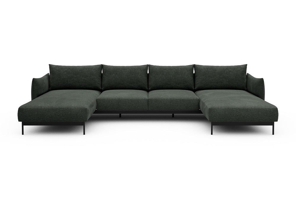 Kayto Modular Sofa - B4 - 355 x 185 cm - Chaise + 2 Seater + Chaise - 818 Aivi Pine Green
