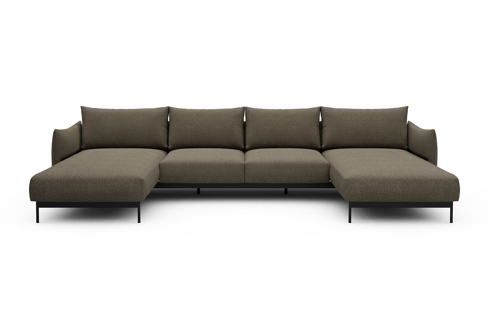 Kayto Modular Sofa - B4 - 355 x 185 cm - Chaise + 2 Seater + Chaise - 850 Mahoga Caramel Grey