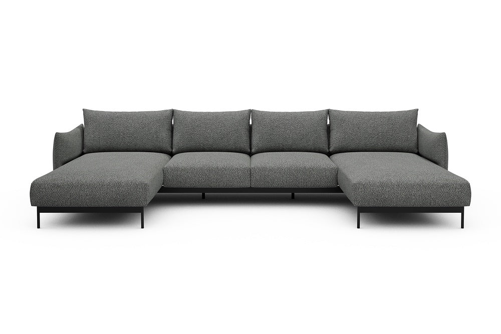 Kayto Modular Sofa - B4 - 355 x 185 cm - Chaise + 2 Seater + Chaise - 868 Vanora Warm Grey
