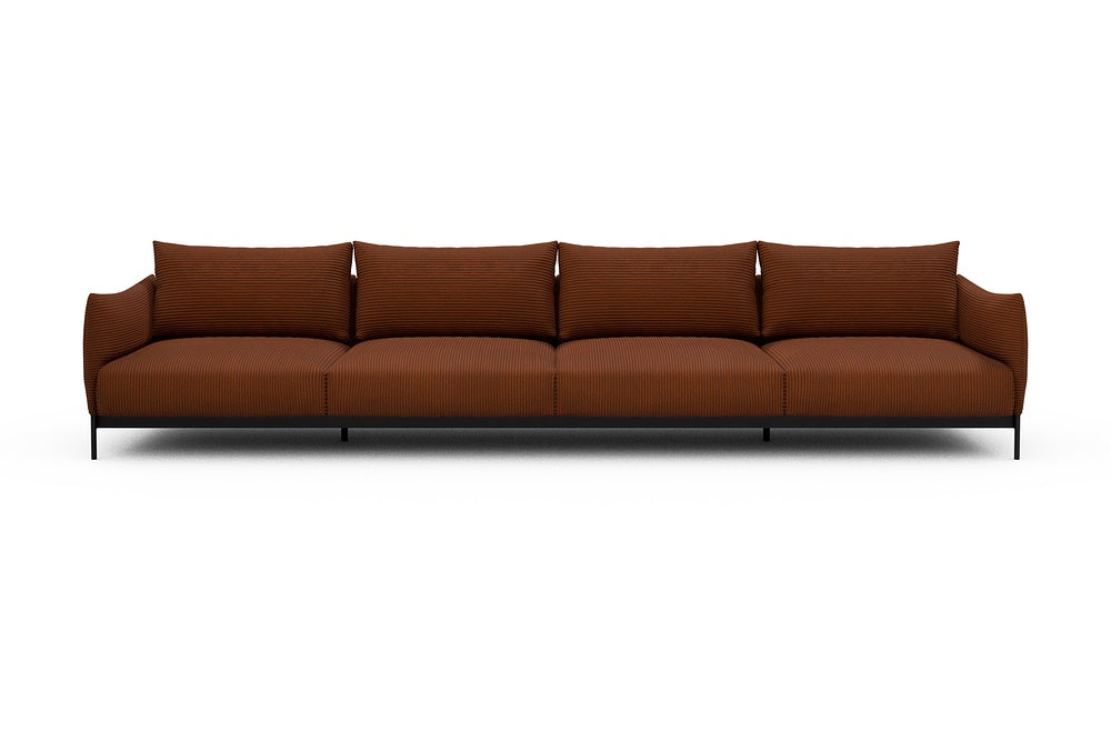 Kayto Modular Sofa - C4 - 385 x 100 cm - 4 Seater - 595 Corduroy Burnt-Orange