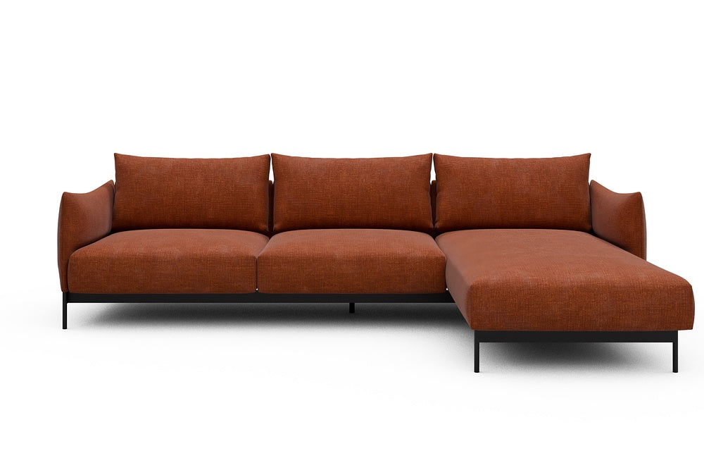 Kayto Modular Sofa - D2 - 295 x 100 cm - 2 Seater + Chaise - 412 Esina Rust Orange