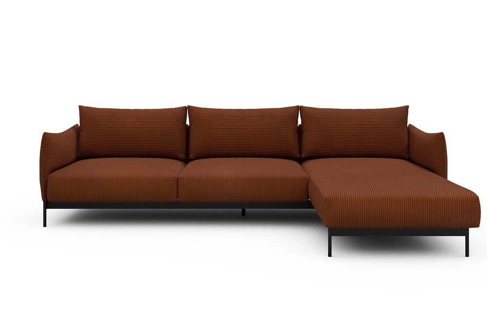 Kayto Modular Sofa - D2 - 295 x 100 cm - 2 Seater + Chaise - 595 Corduroy Burnt-Orange