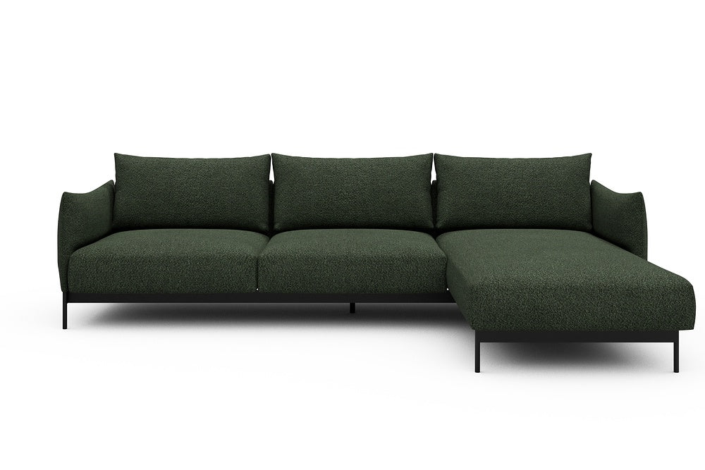 Kayto Modular Sofa - D2 - 295 x 100 cm - 2 Seater + Chaise - 869 Vanora Deep Green