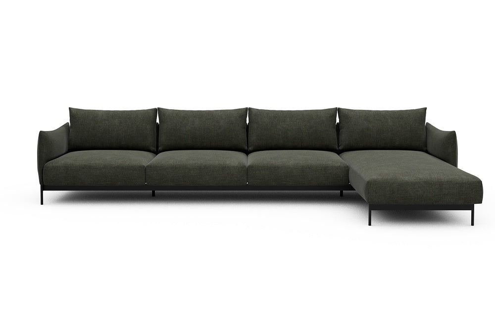 Kayto Modular Sofa - D3 - 385 x 185 cm - 3 Seater + Chaise - 413 Esina Olive Green