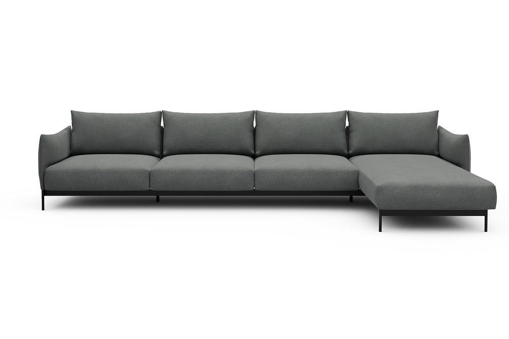 Kayto Modular Sofa - D3 - 385 x 185 cm - 3 Seater + Chaise - 440 Satya Steel Grey