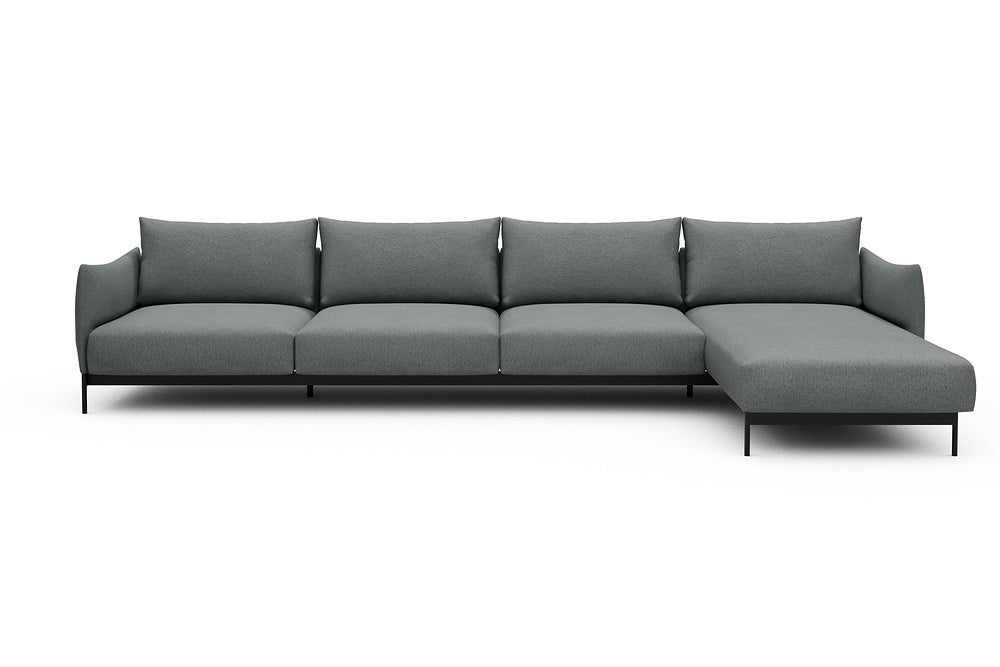 Kayto Modular Sofa - D3 - 385 x 185 cm - 3 Seater + Chaise - 485 Denari Soft Grey