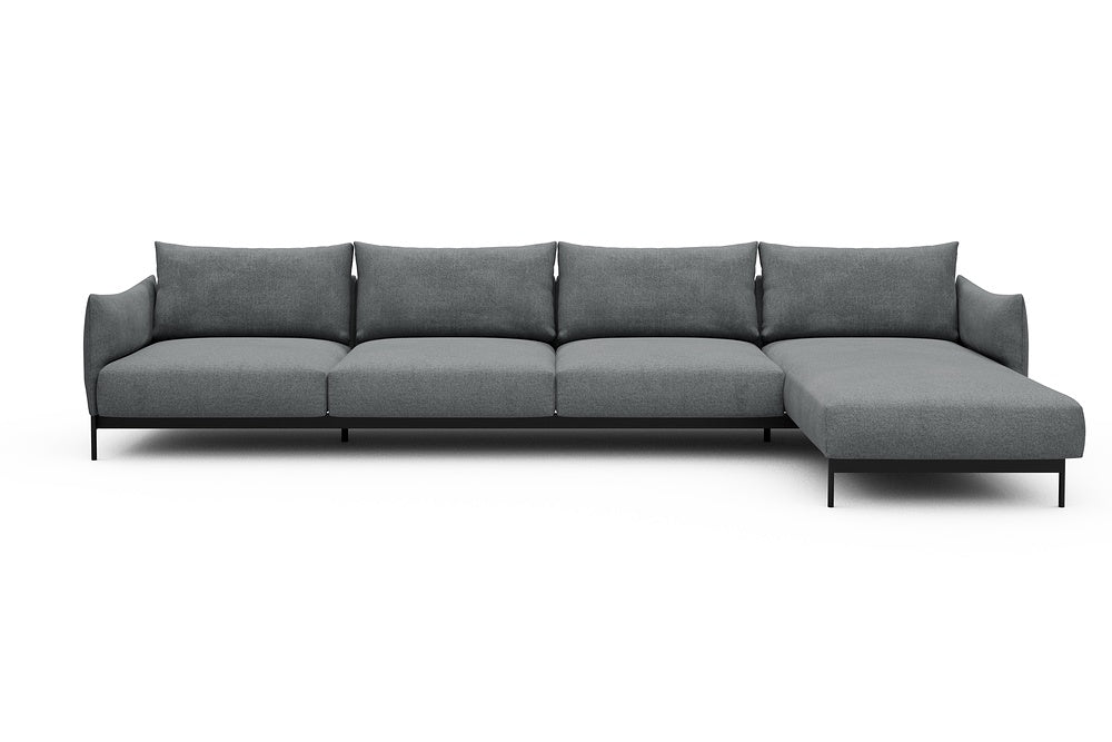 Kayto Modular Sofa - D3 - 385 x 185 cm - 3 Seater + Chaise - 495 Casone Gravel Grey