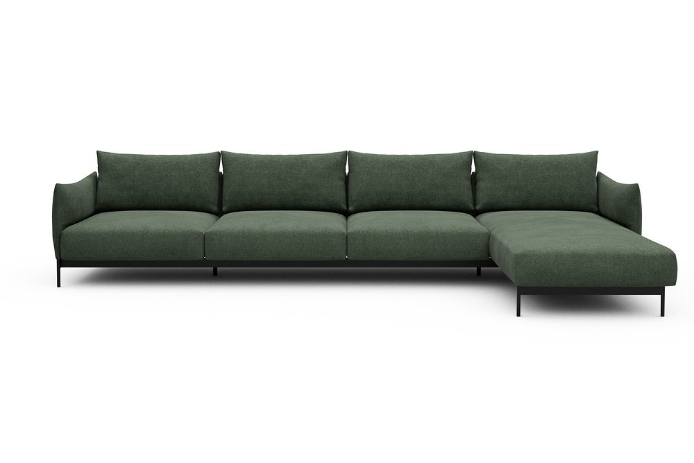 Kayto Modular Sofa - D3 - 385 x 185 cm - 3 Seater + Chaise - 498 Casone Forest Green