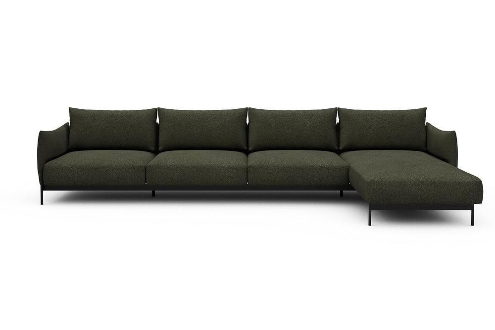Kayto Modular Sofa - D3 - 385 x 185 cm - 3 Seater + Chaise - 535 Bouclé Forest Green