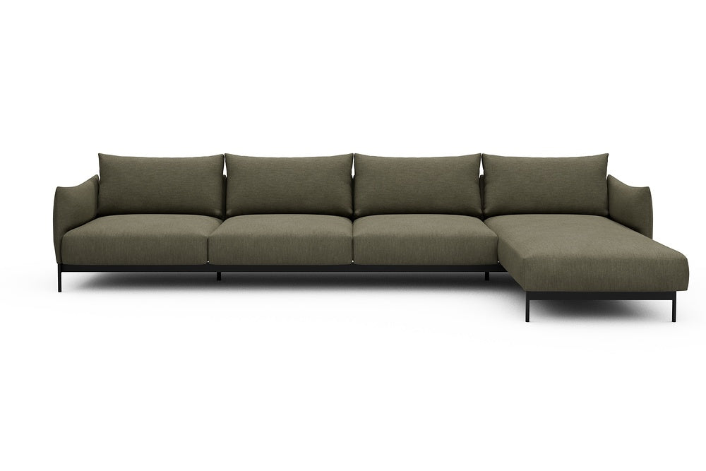 Kayto Modular Sofa - D3 - 385 x 185 cm - 3 Seater + Chaise - 575 Vivus Dusty Olive