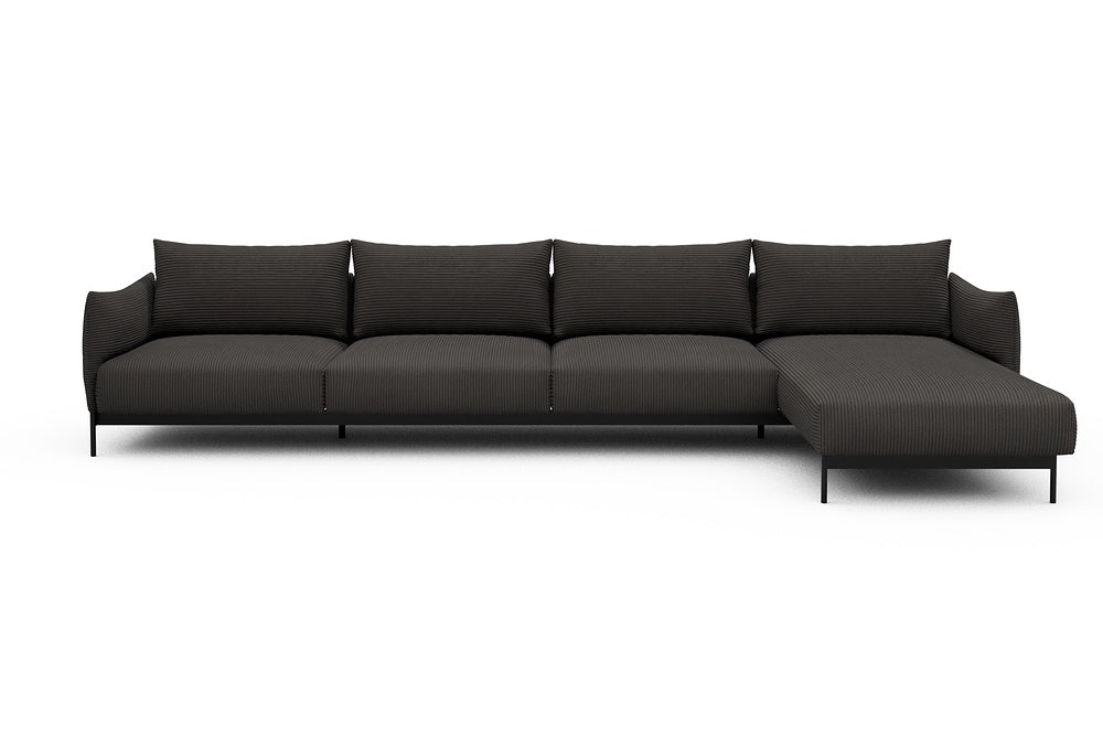 Kayto Modular Sofa - D3 - 385 x 185 cm - 3 Seater + Chaise - 597 Corduroy Charcoal