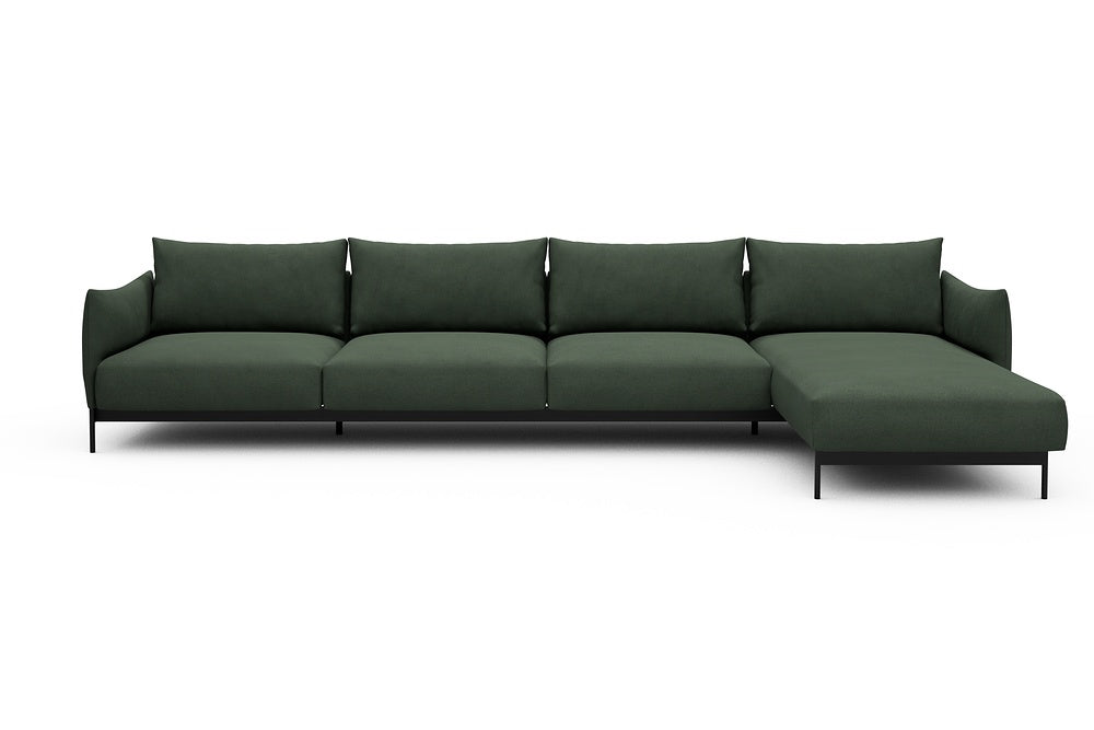 Kayto Modular Sofa - D3 - 385 x 185 cm - 3 Seater + Chaise - 769 Cura Saga Green