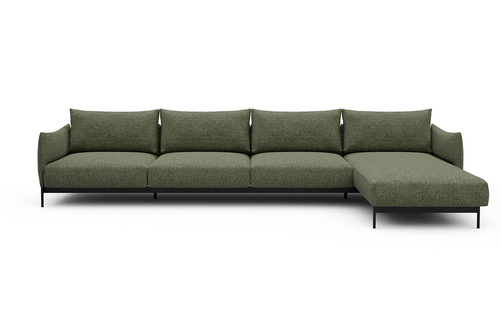Kayto Modular Sofa - D3 - 385 x 185 cm - 3 Seater + Chaise - 775 Carreno Vivid Green